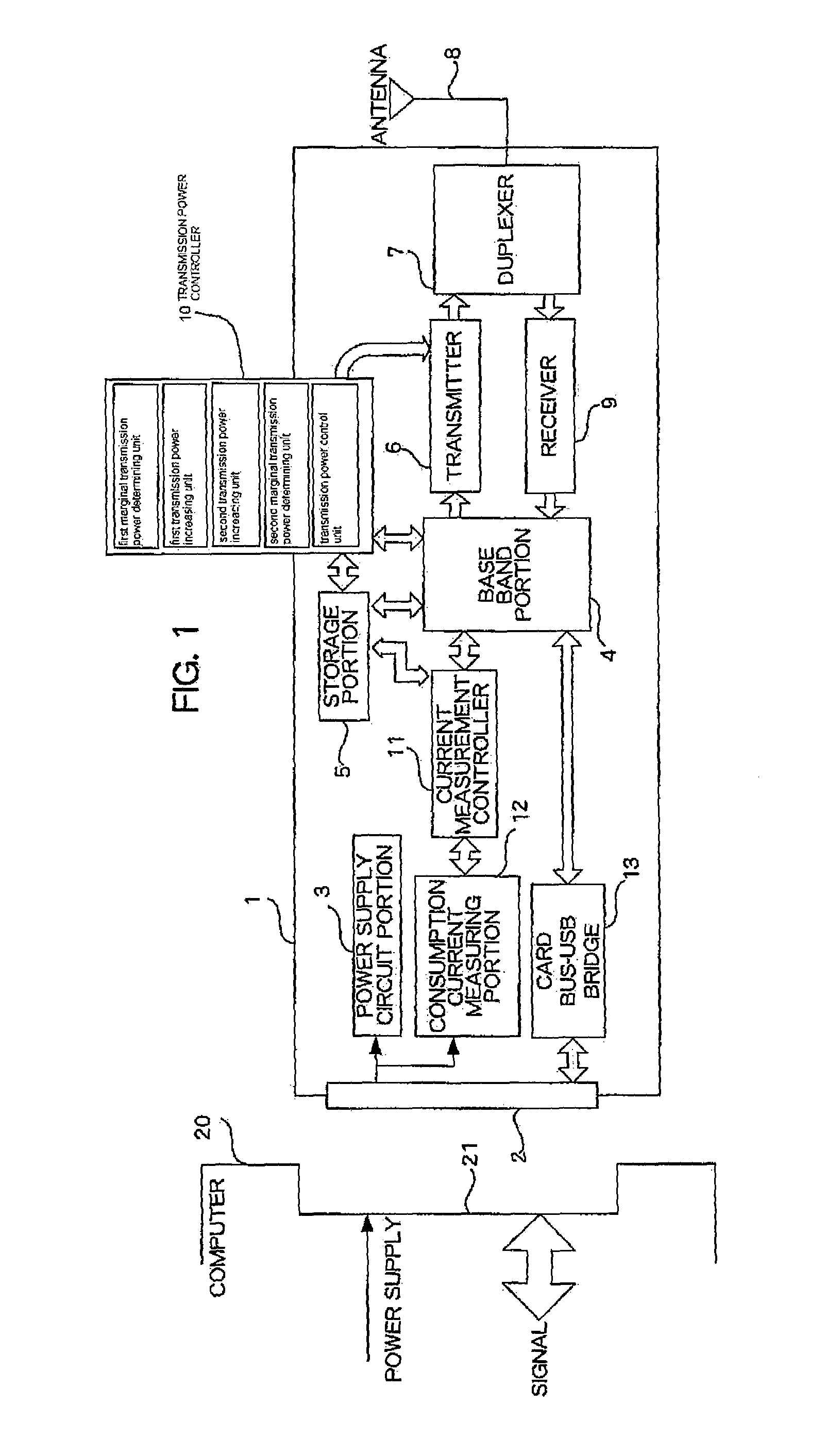 Wireless communication device and marginal transmission power determining method