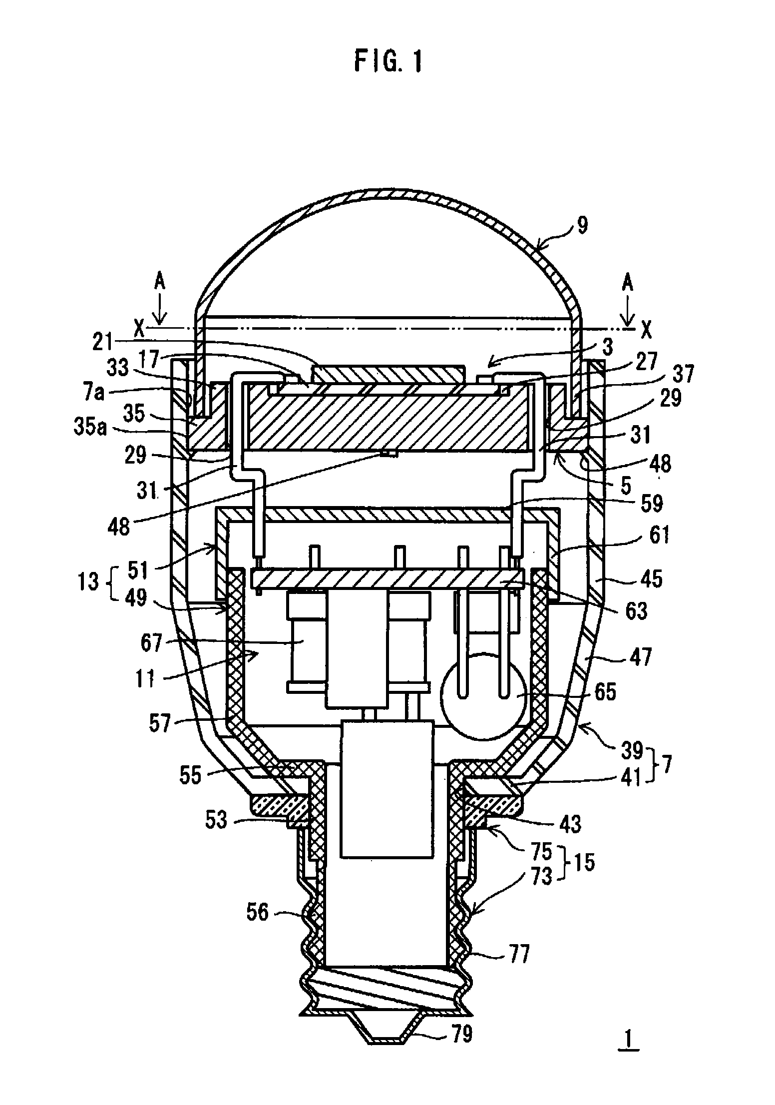 Bulb-shaped lamp and lighting device