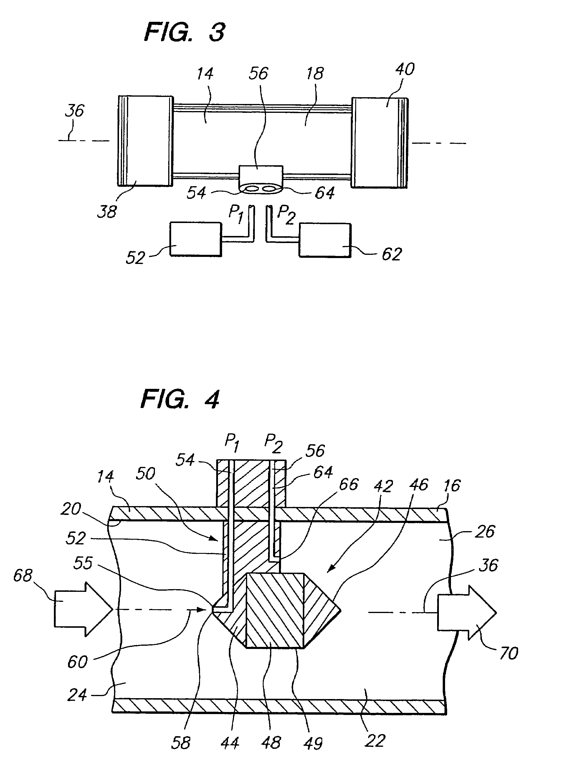 Fluid flow meter with a body having upstream and downstream conical portions and an intermediate cylindrical portion