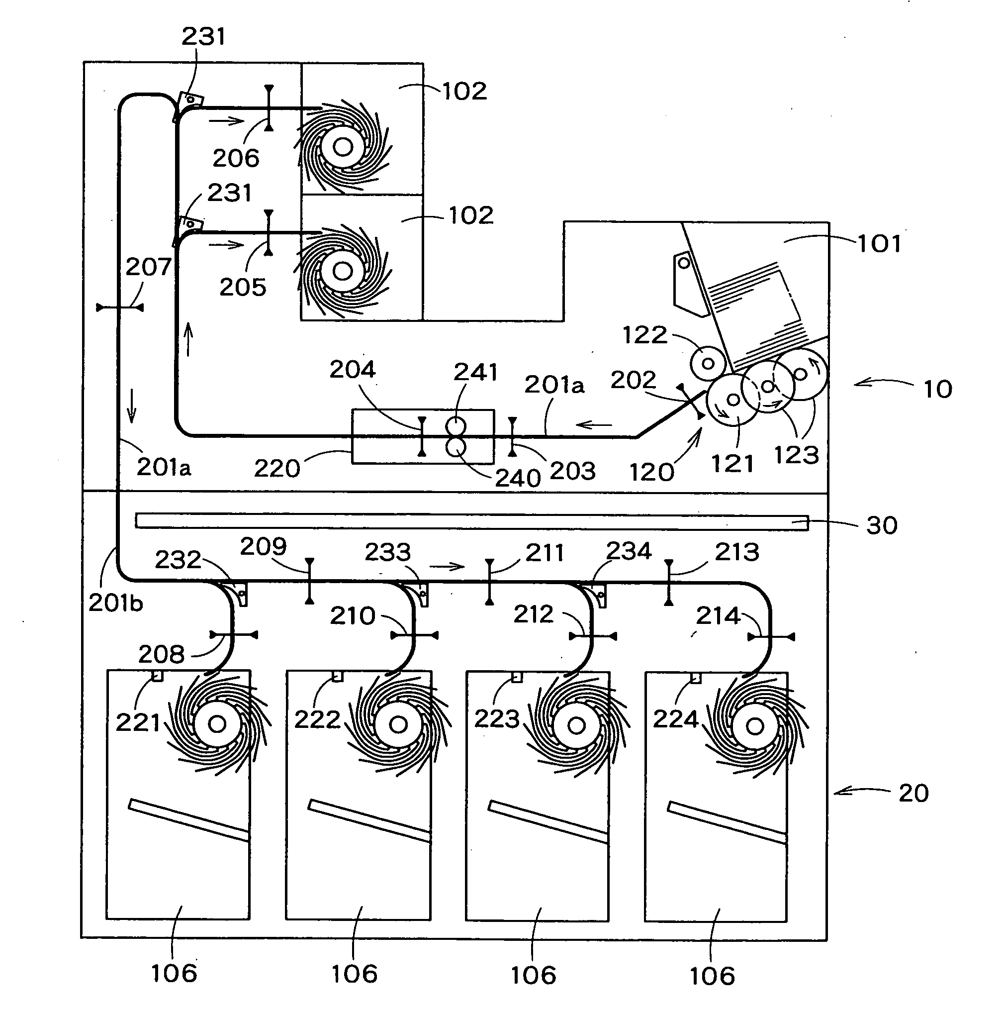 Paper sheet handling machine