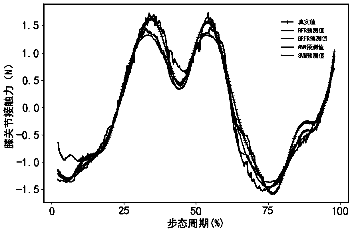 Method of calculating contact force of knee joint by artificial fish swarm algorithm in fusion with random forest algorithm