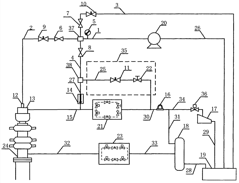 Double-throttle control slurry pump distributing manifold for applying wellhead back pressure and method