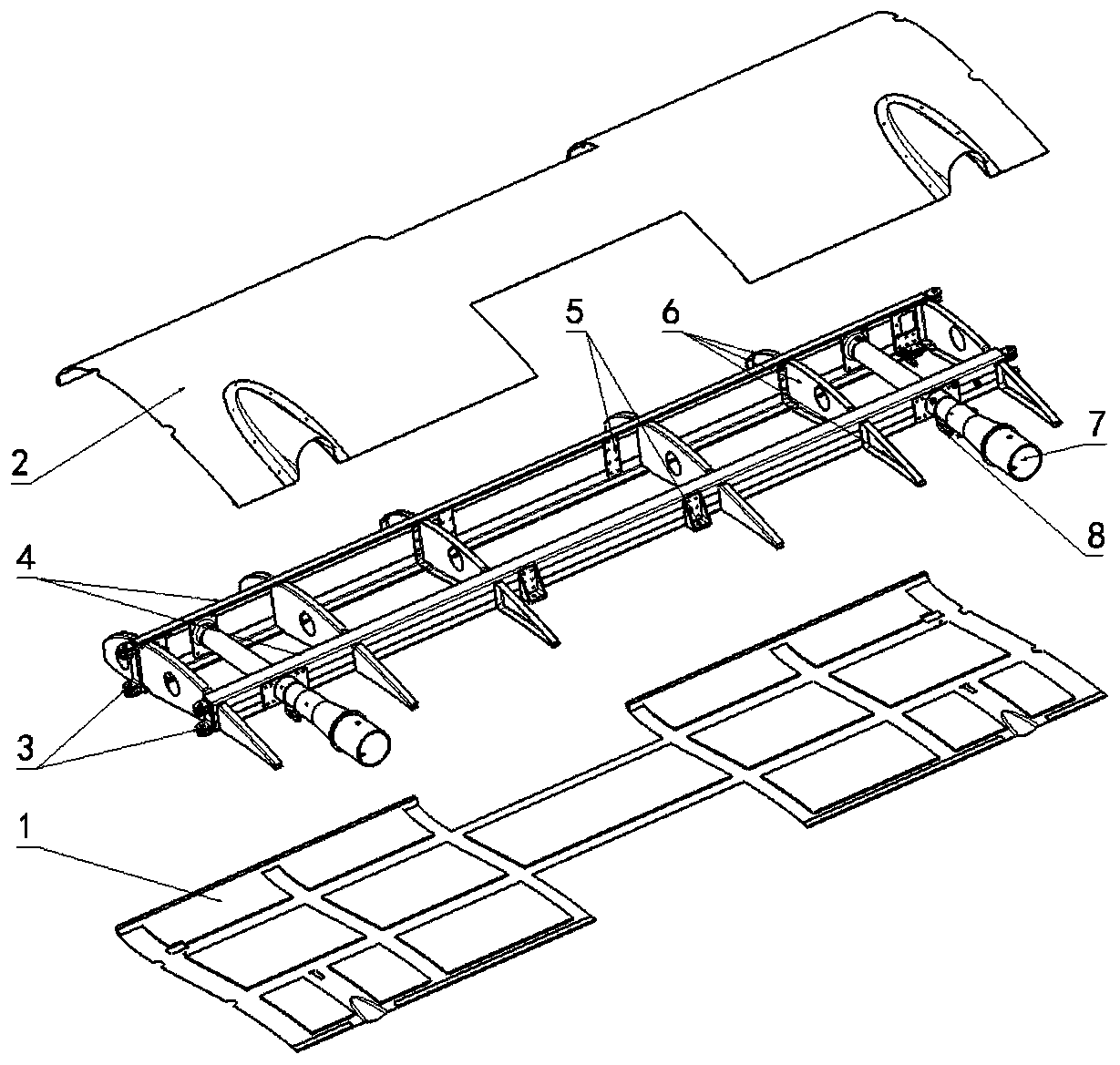 Middle wing part gluing and folding tool for small and medium-sized unmanned aerial vehicles