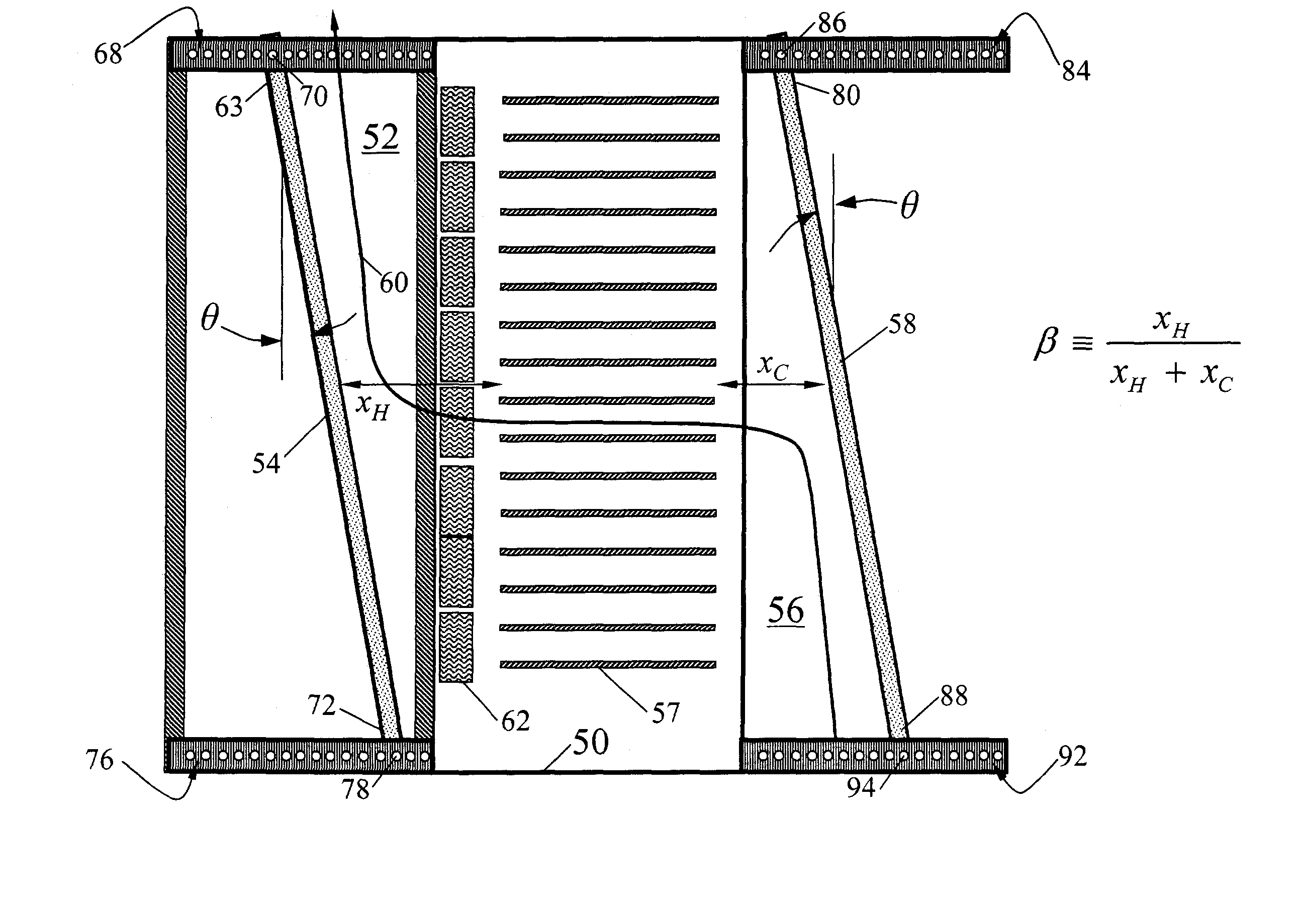 Cooling using complimentary tapered plenums