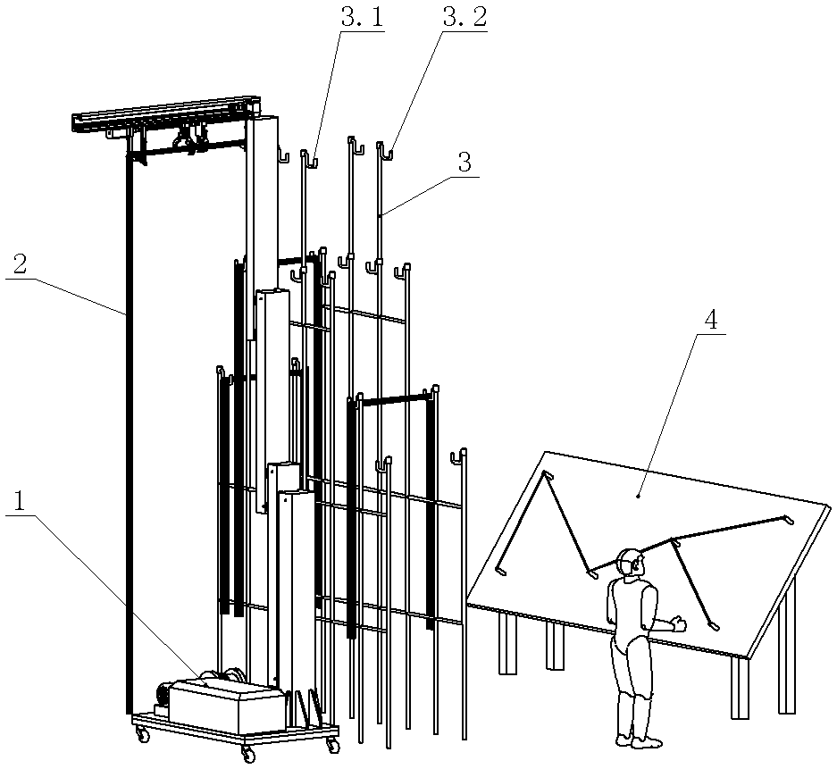 A wire hanging machine used in the production of automobile wiring harness