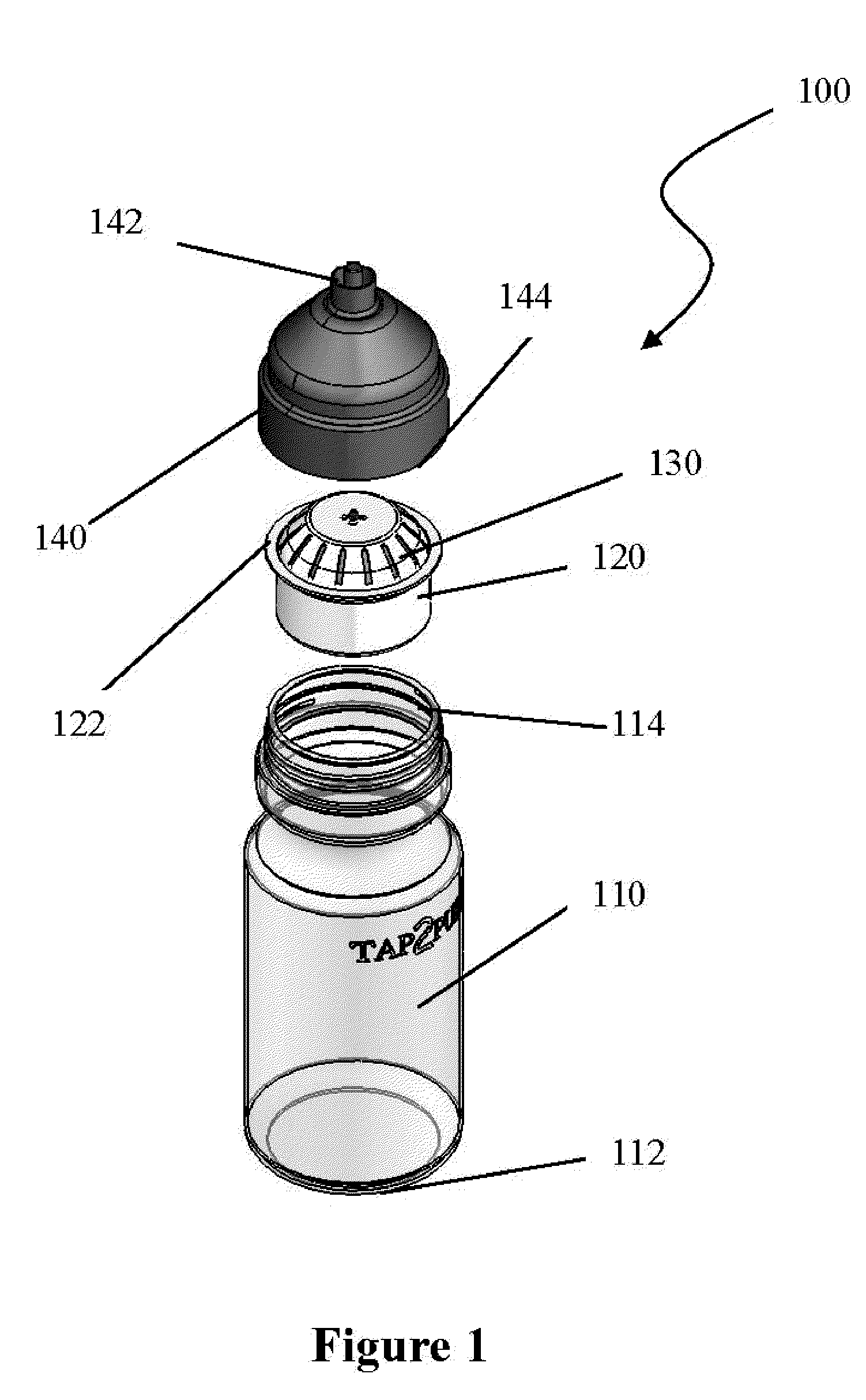 Multi-Compartment Water Purification Bottle Having a Replaceable Filter