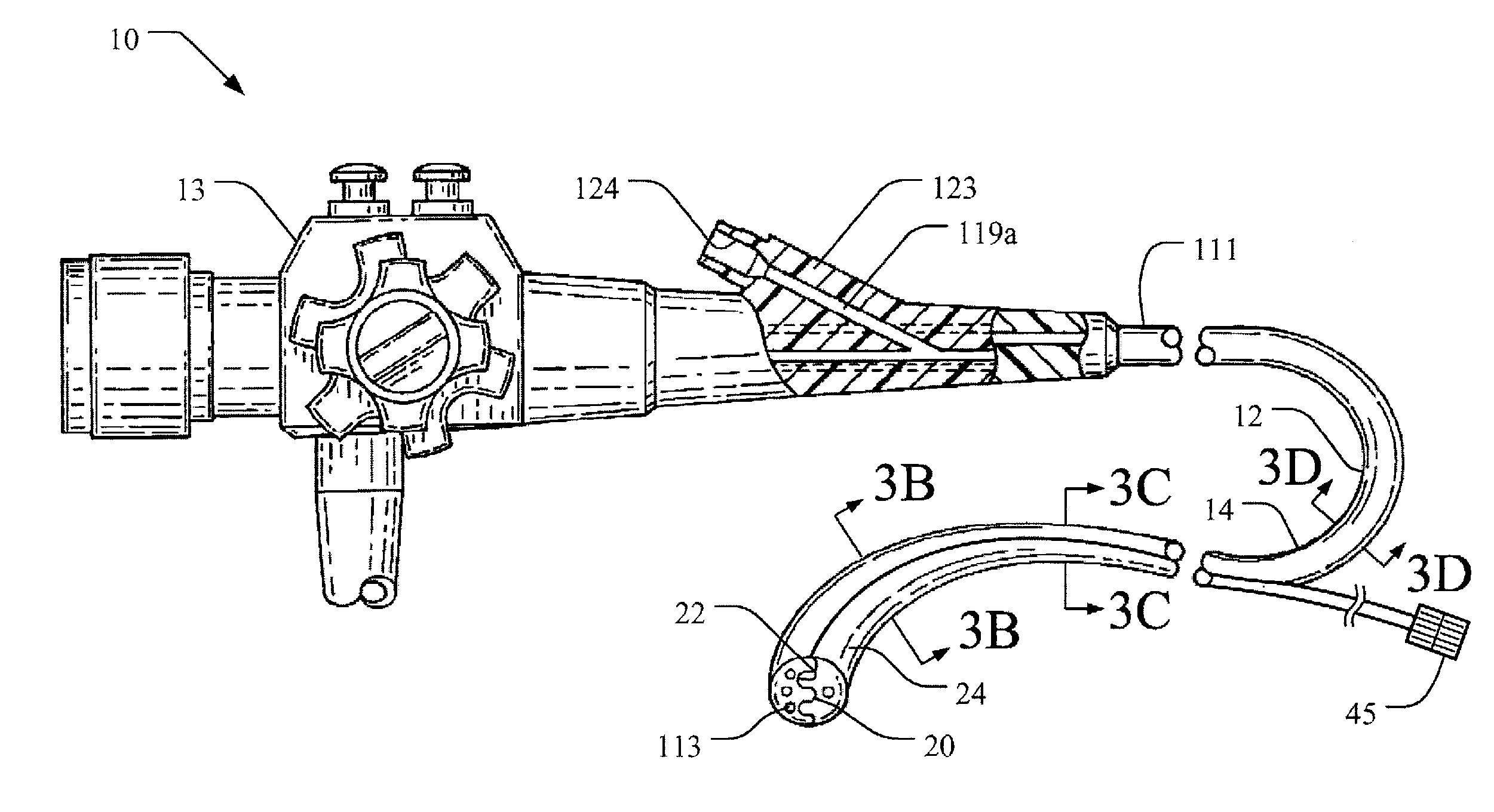 Endoscopic apparatus having an outer rail