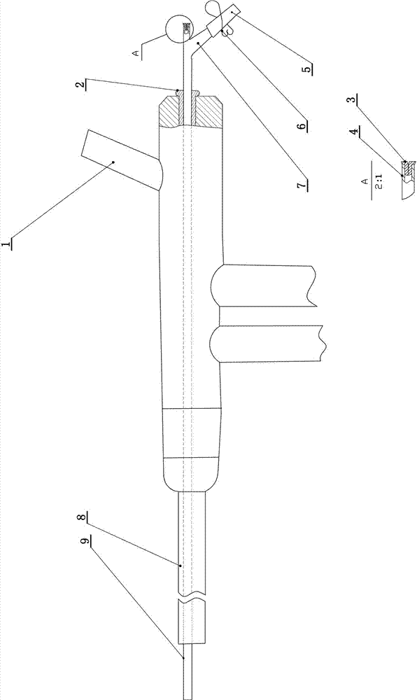 Laser fiber guiding and water absorption tube used for nephroscope