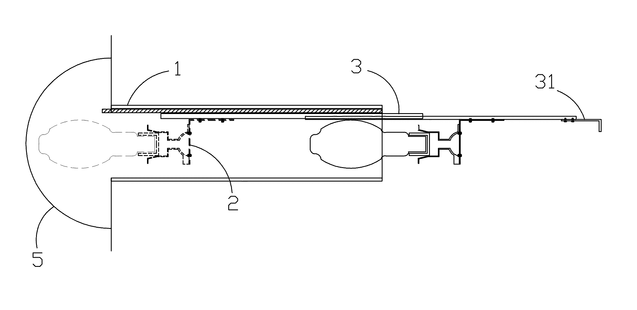 Maintenance mechanism for lighting equipment in a closed space of high radiation activity