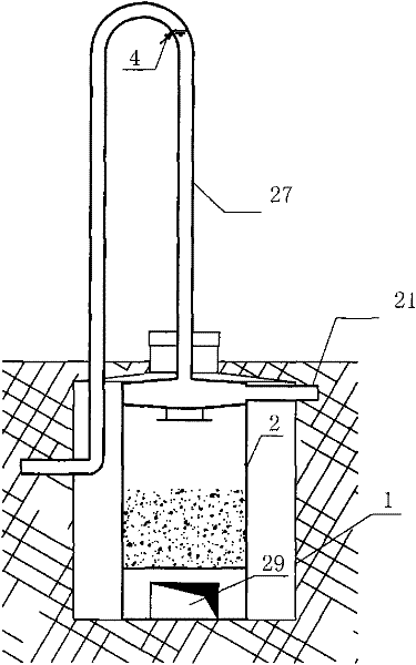 A buried infiltration water treatment device and a water treatment method using the device