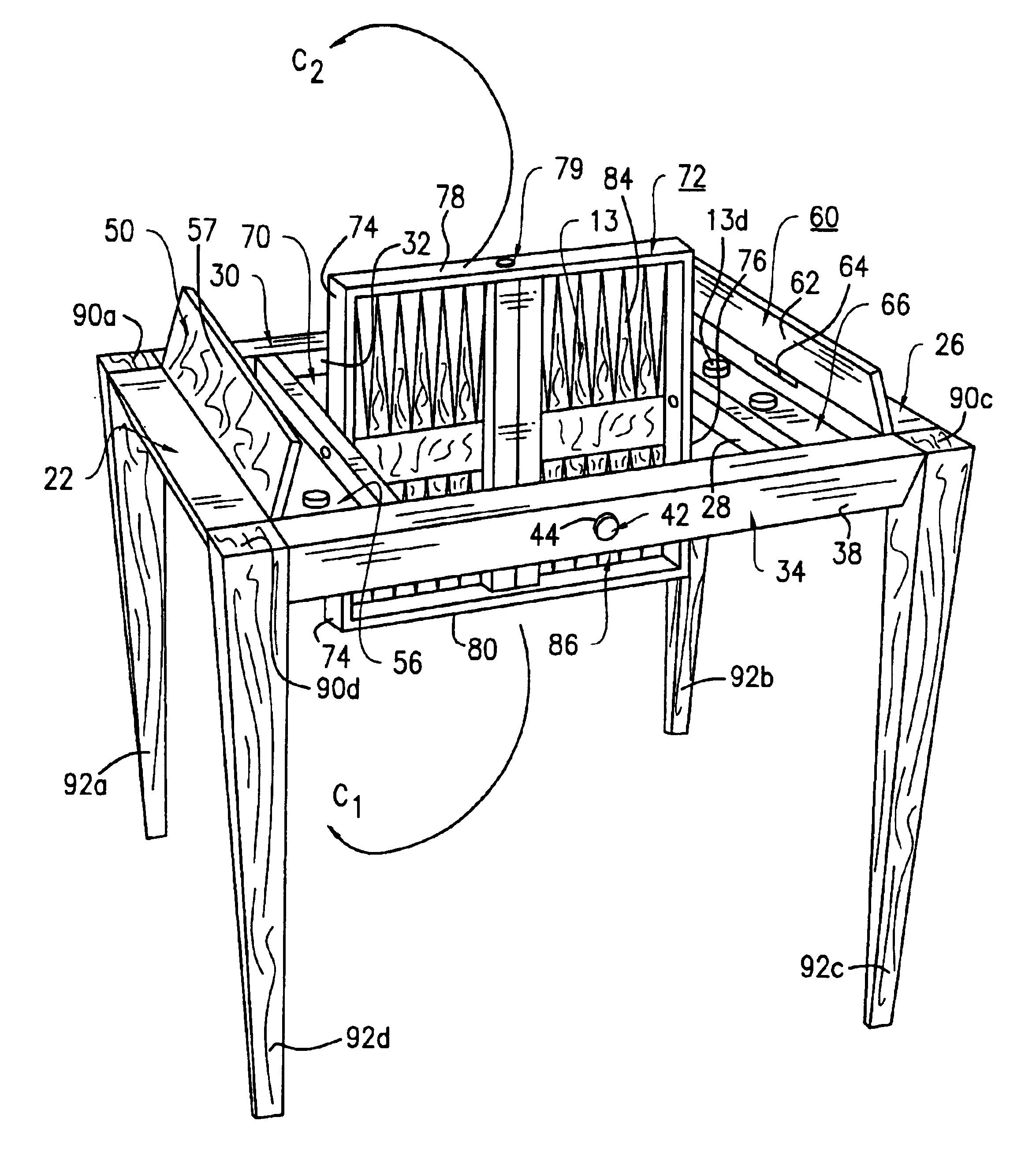 Game table having a pivoting table section for chess and backgammon and having storage compartments therein