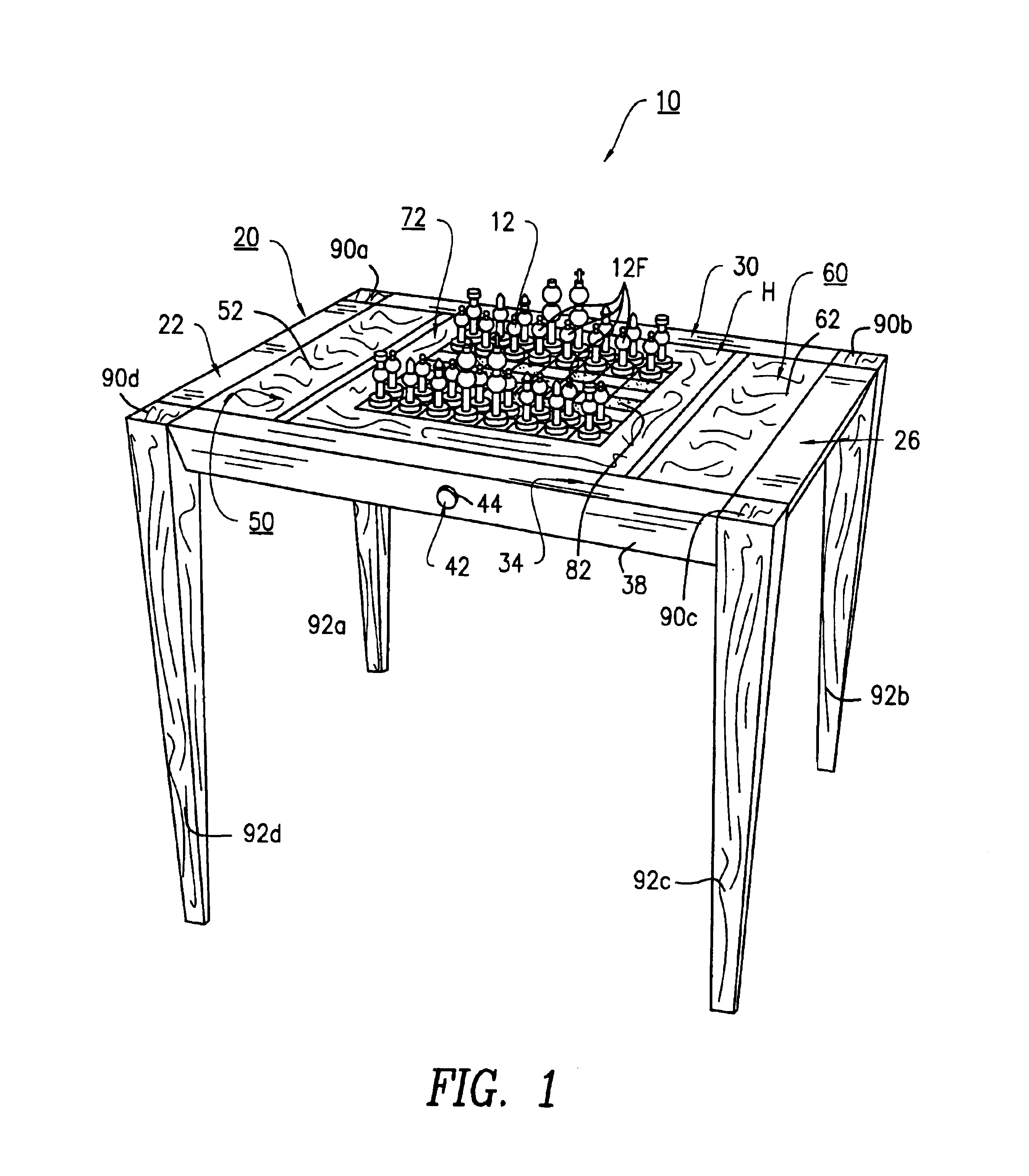 Game table having a pivoting table section for chess and backgammon and having storage compartments therein