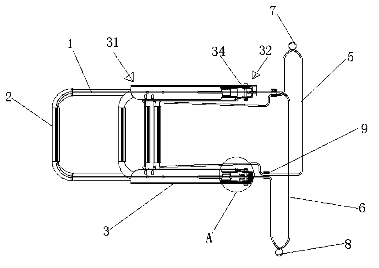 Automatically flexible self-locking ladder for ship