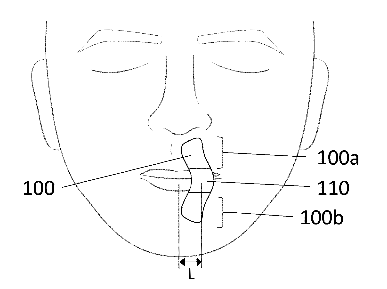 Adhesive strip with non-adhesive band and method to reduce mouth breathing using the same