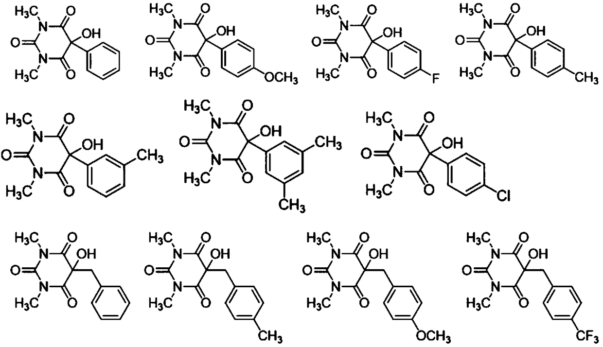 Method for greenly synthesizing 5-hydroxy-5-alkyl disubstituted barbituric acid derivative by amine catalysis of air oxidation