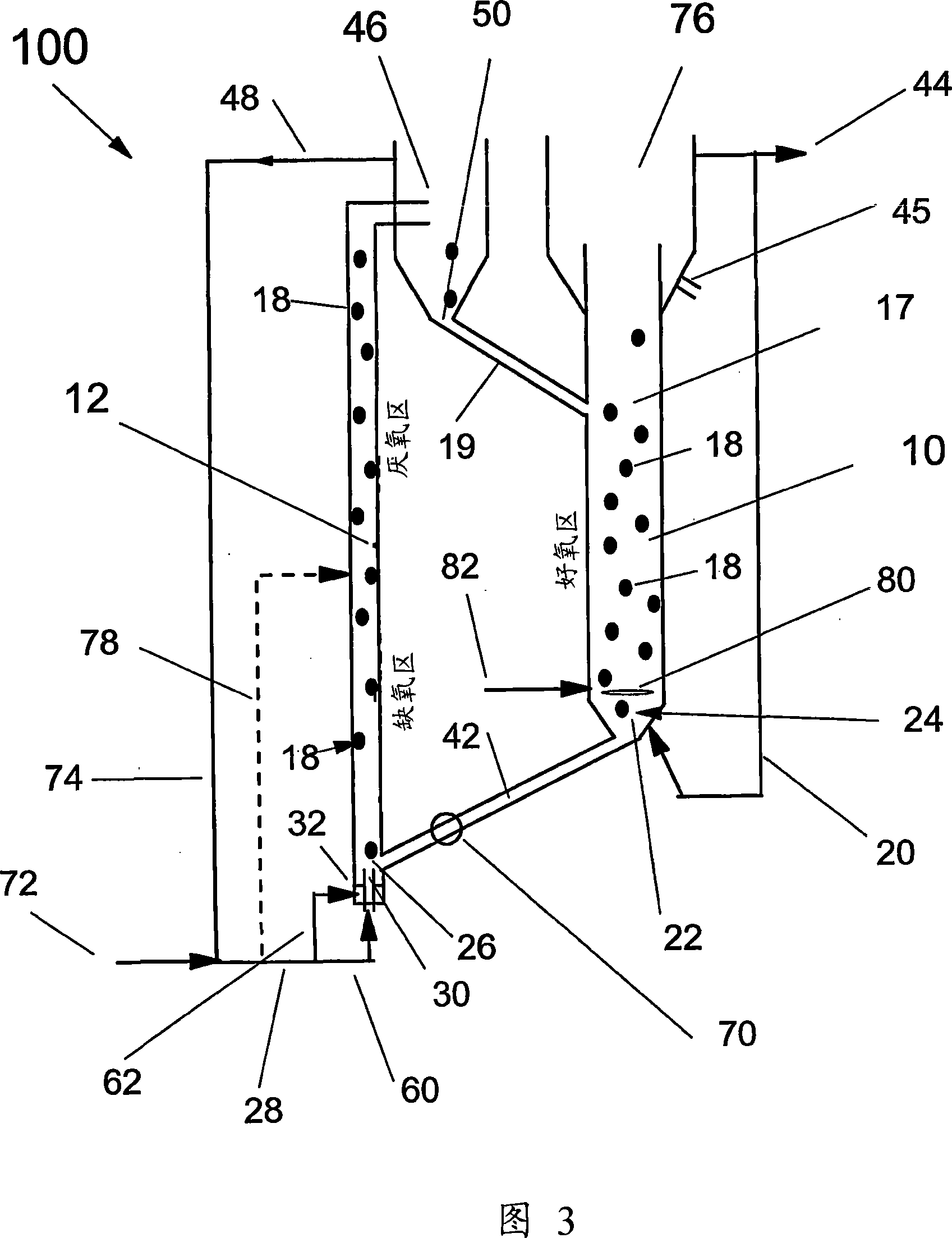 Liquid-solid circulating fluidized bed waste water treatment system for simultaneous carbon, nitrogen and phosphorus removal