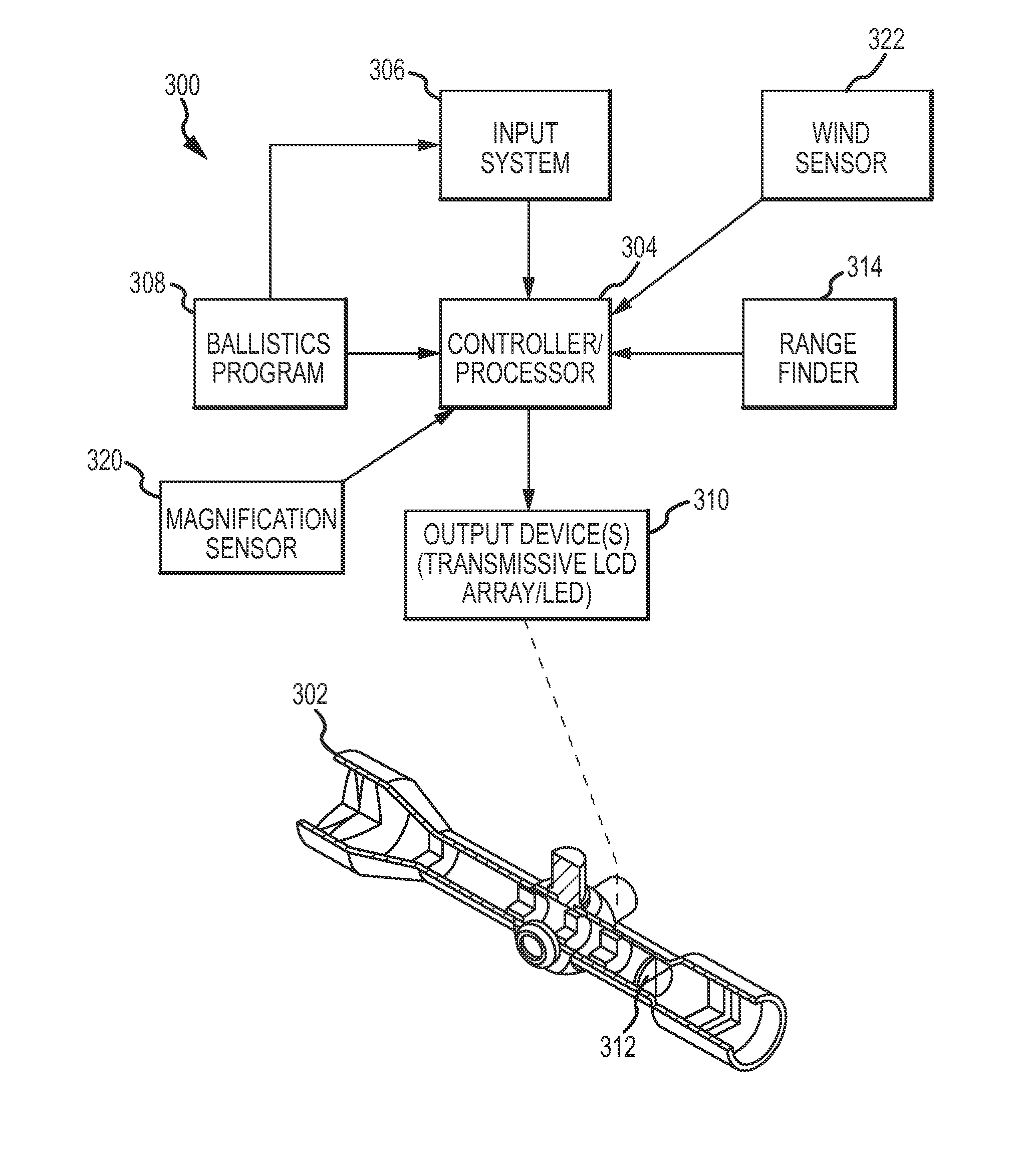 Optical device having windage measurement instruments