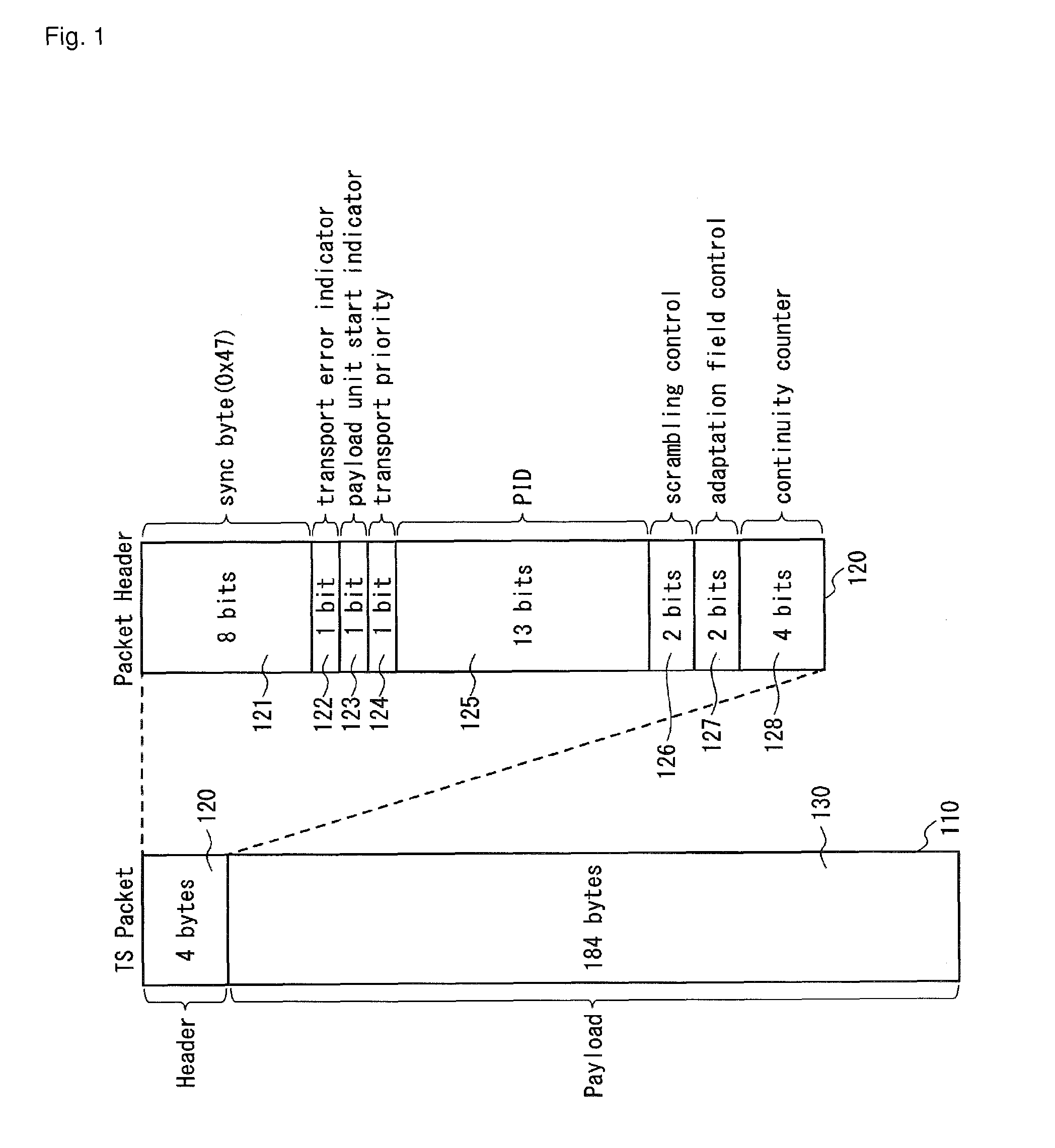 Transport stream packet header compression