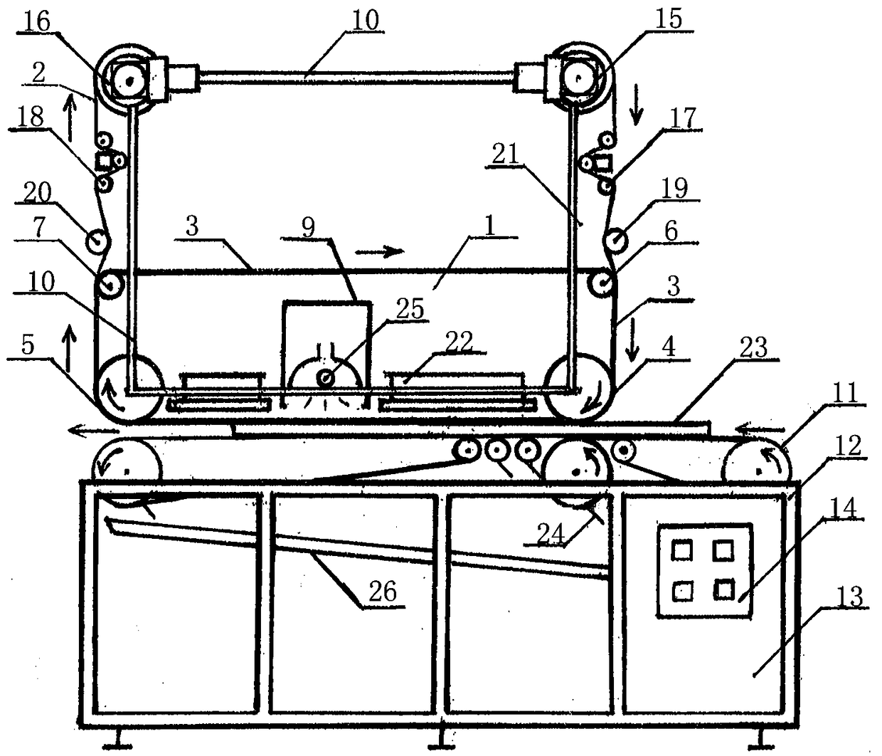 Conveying belt type surface pressure film-covering and coating process and device