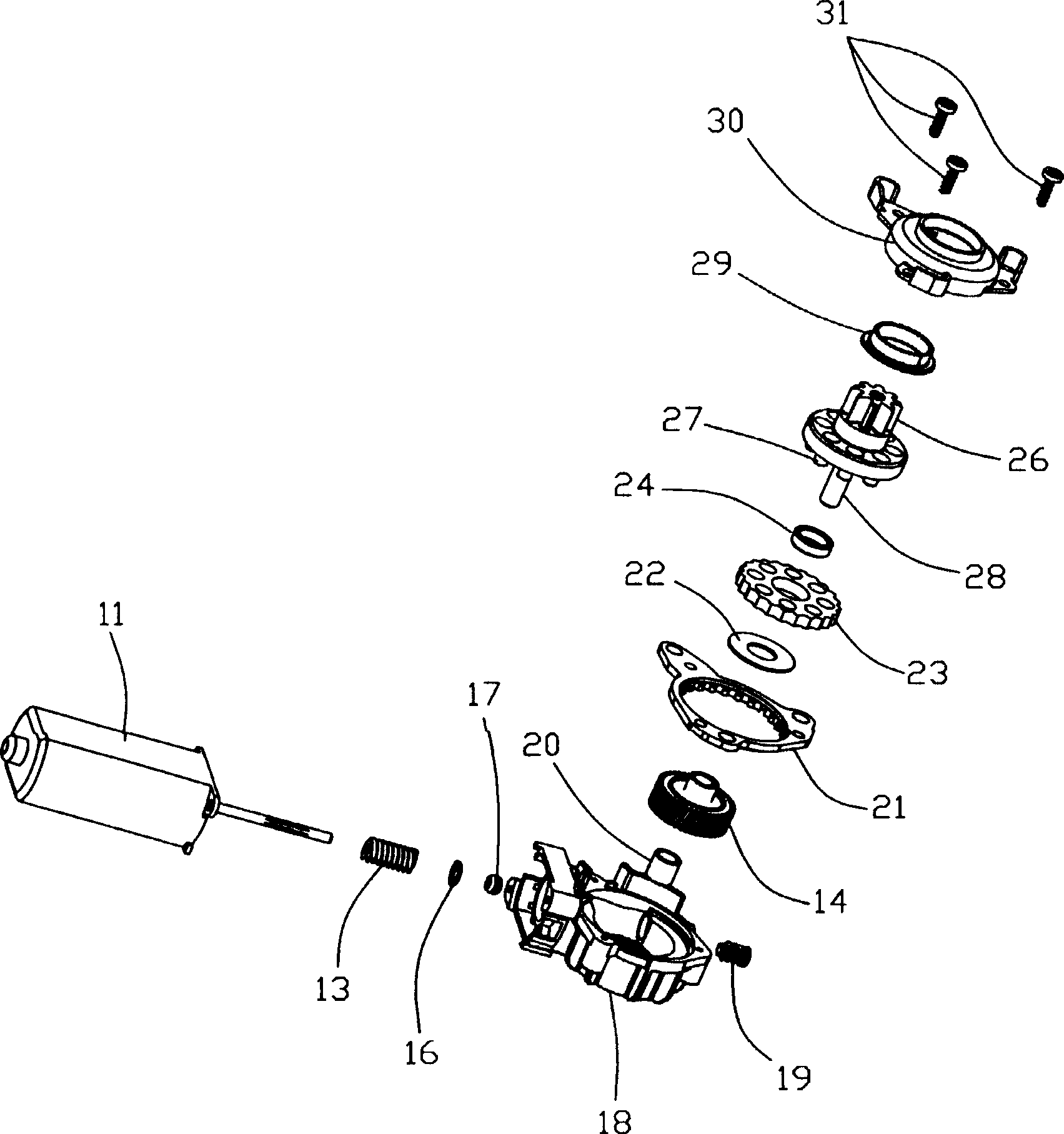 Gear motor for seat regulating means