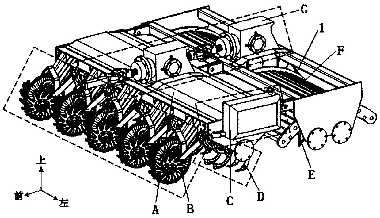 Coupling bionic straw-soil uniform mixed burying combined machine