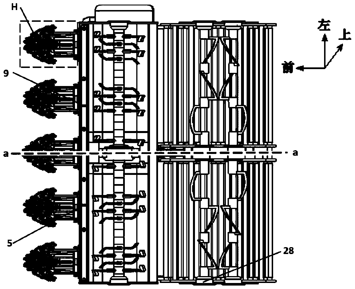 Coupling bionic straw-soil uniform mixed burying combined machine