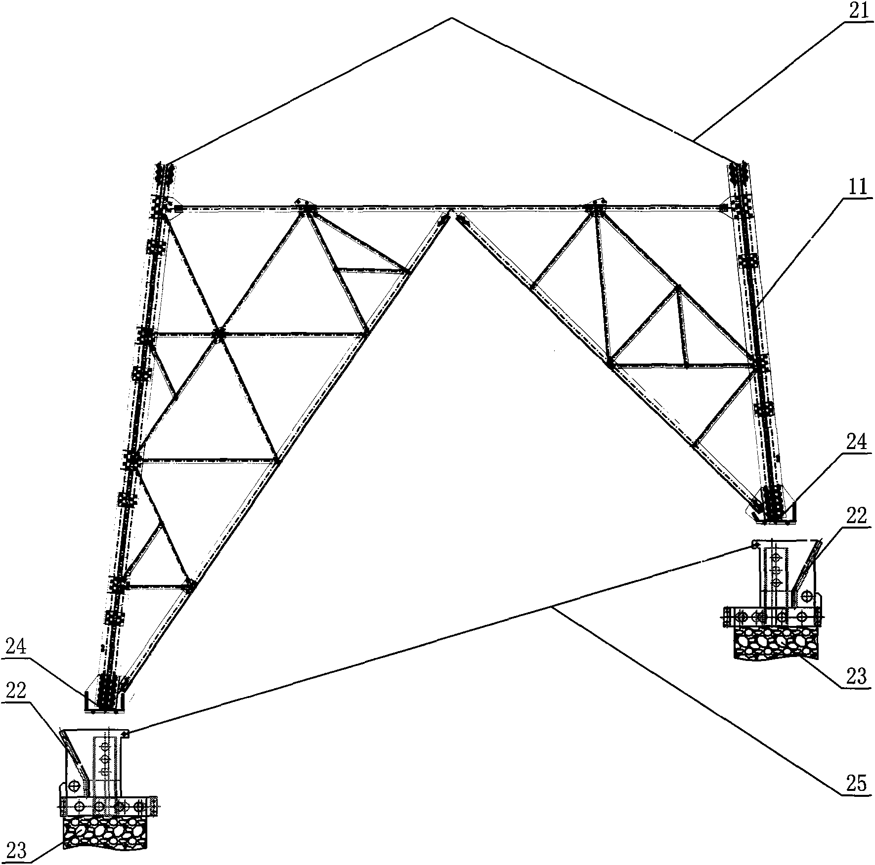 Basic guide rail for helicopter assembly transmission line iron tower leg section