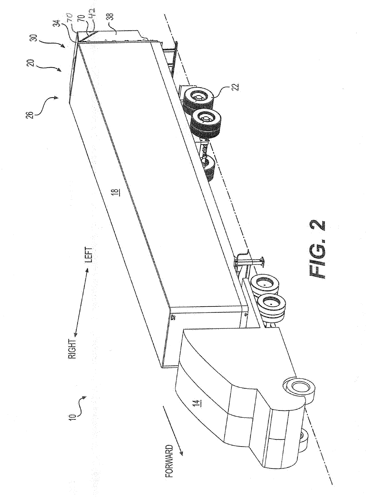 Automatically actuated rear air drag reducing system and method of use thereof