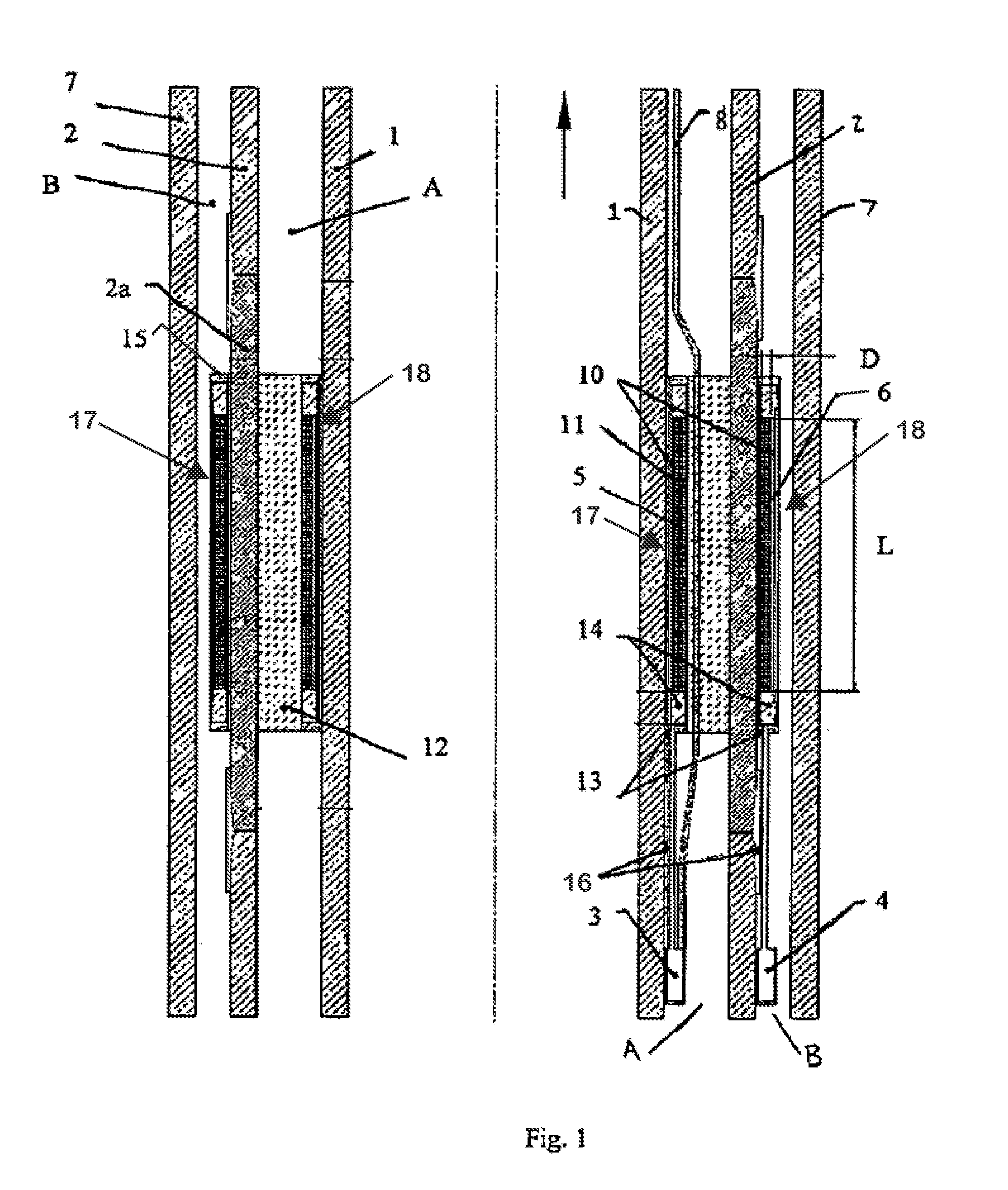 Transmission system for communication between downhole elements