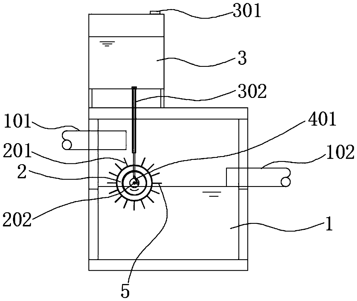 Dosing device controlled by ejector rod impacted by water flow