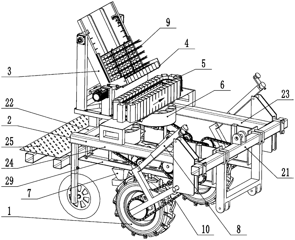 Fully automatic transplanting machine for plug seedlings