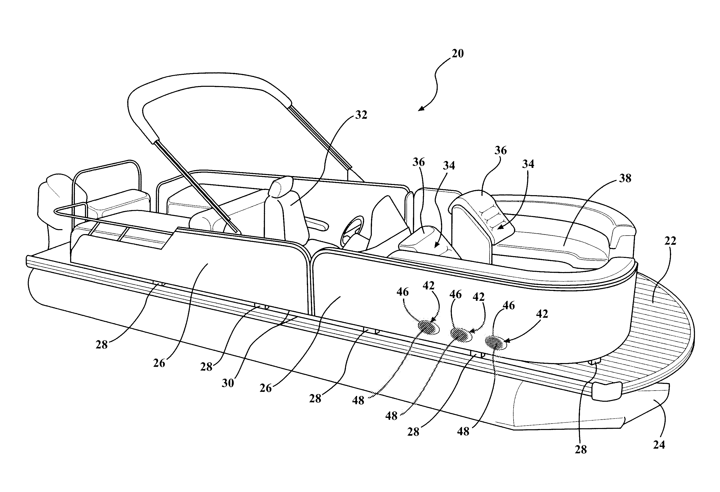 Vent for a pontoon boat storage space