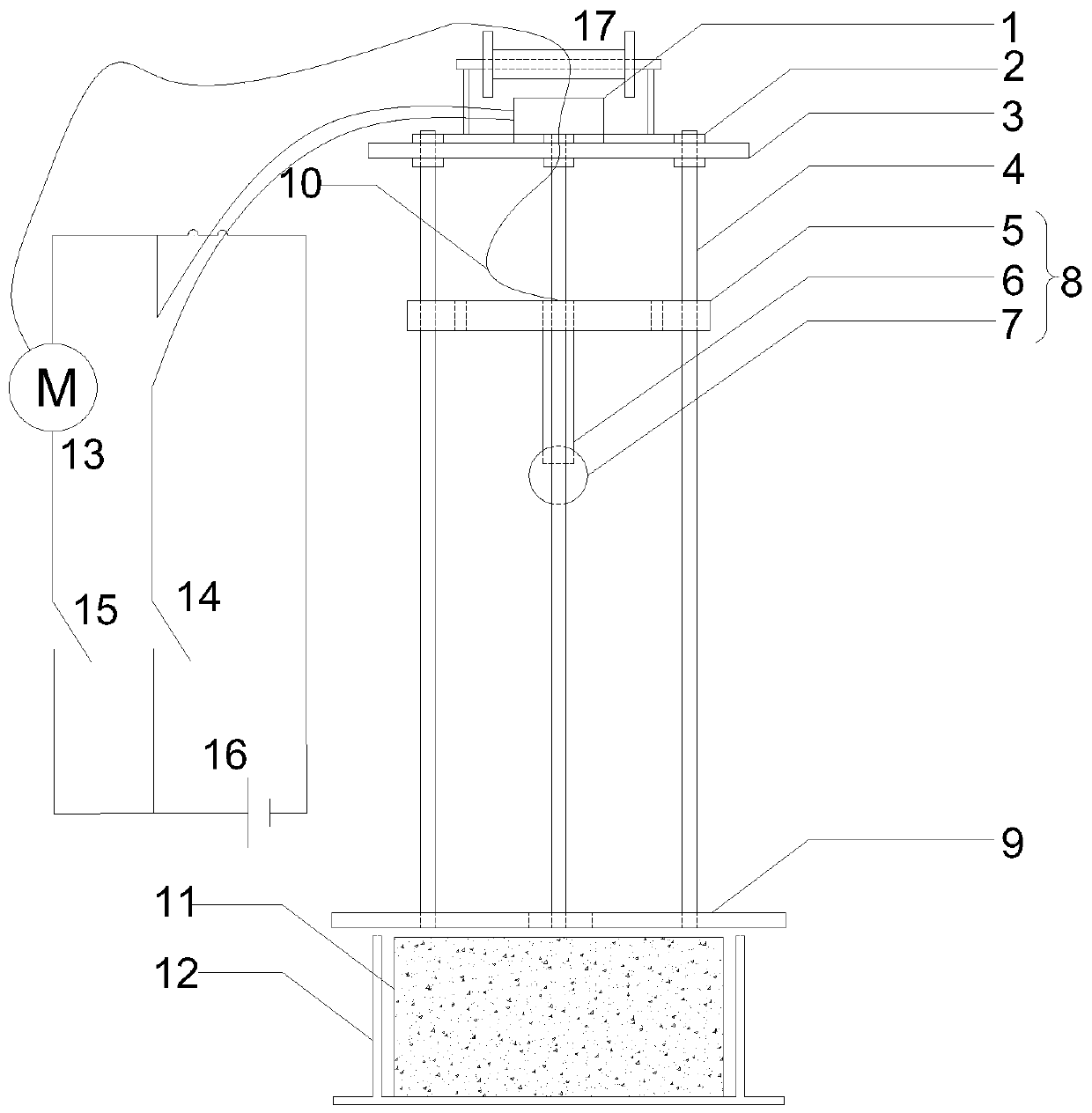 Device and method for detecting impact resistance of concrete