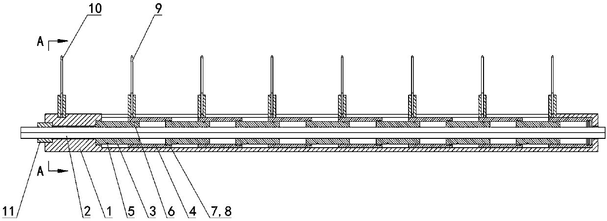 An equidistantly adjustable adhesive tape cutter fixing device