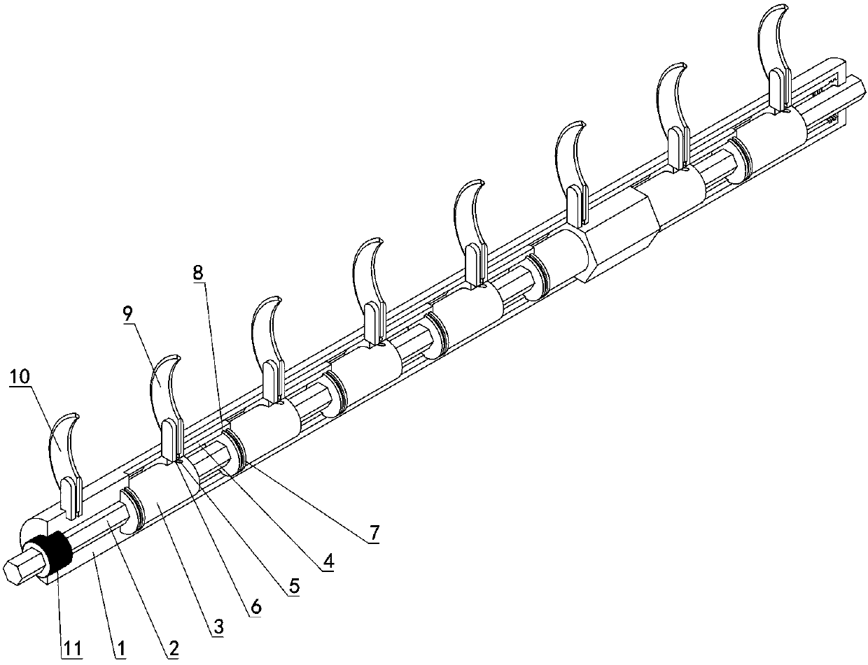 An equidistantly adjustable adhesive tape cutter fixing device