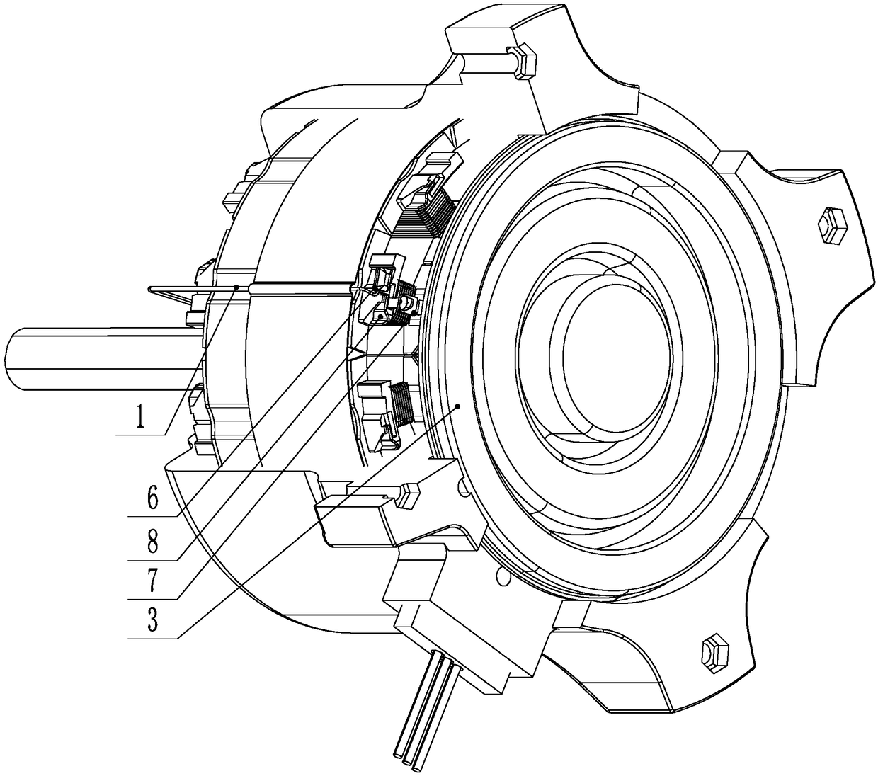 Shaft voltage reduction structure and plastic packaging motor equipped with shaft voltage reduction structure