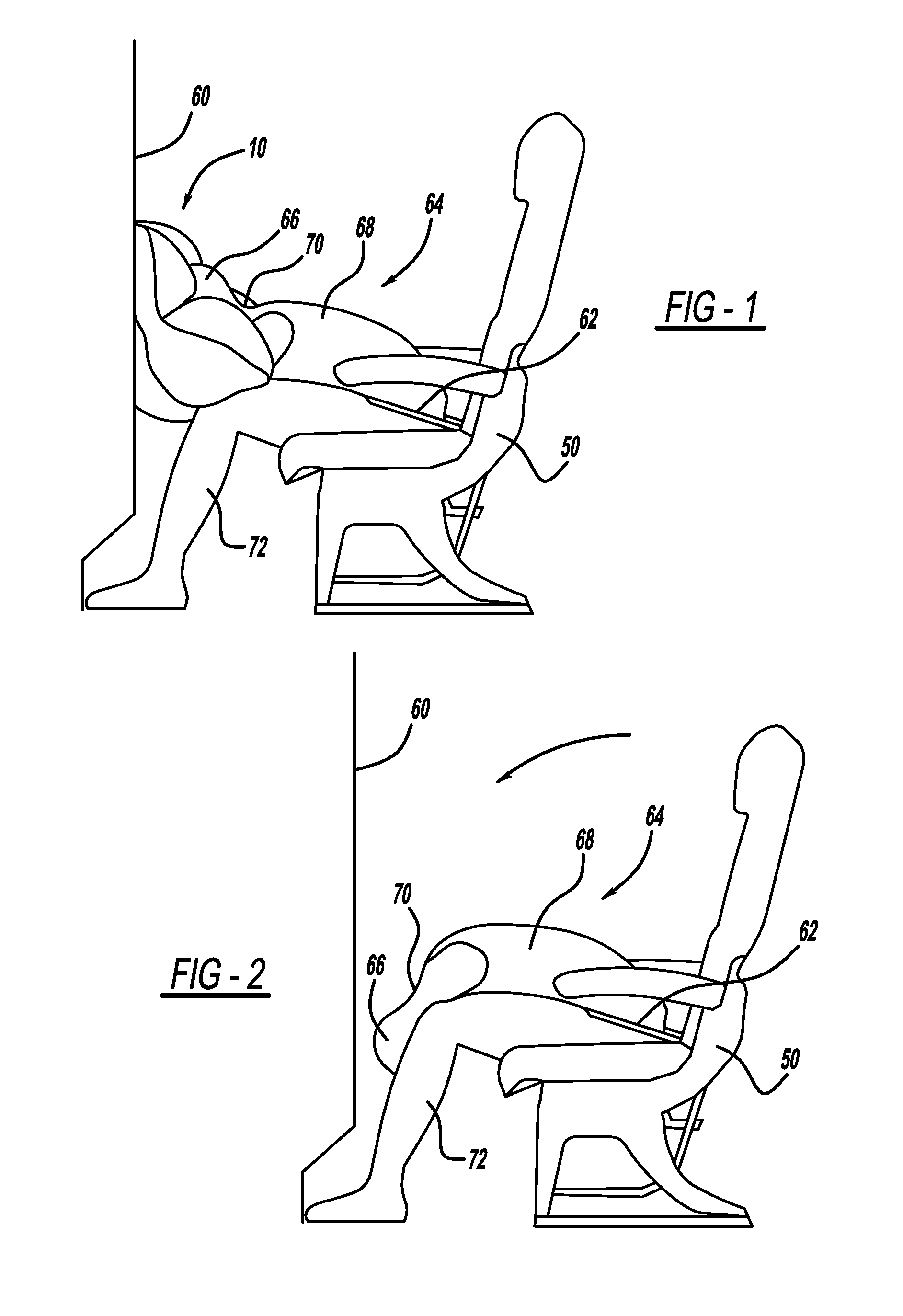 Airbag arrangement for bulkhead seats