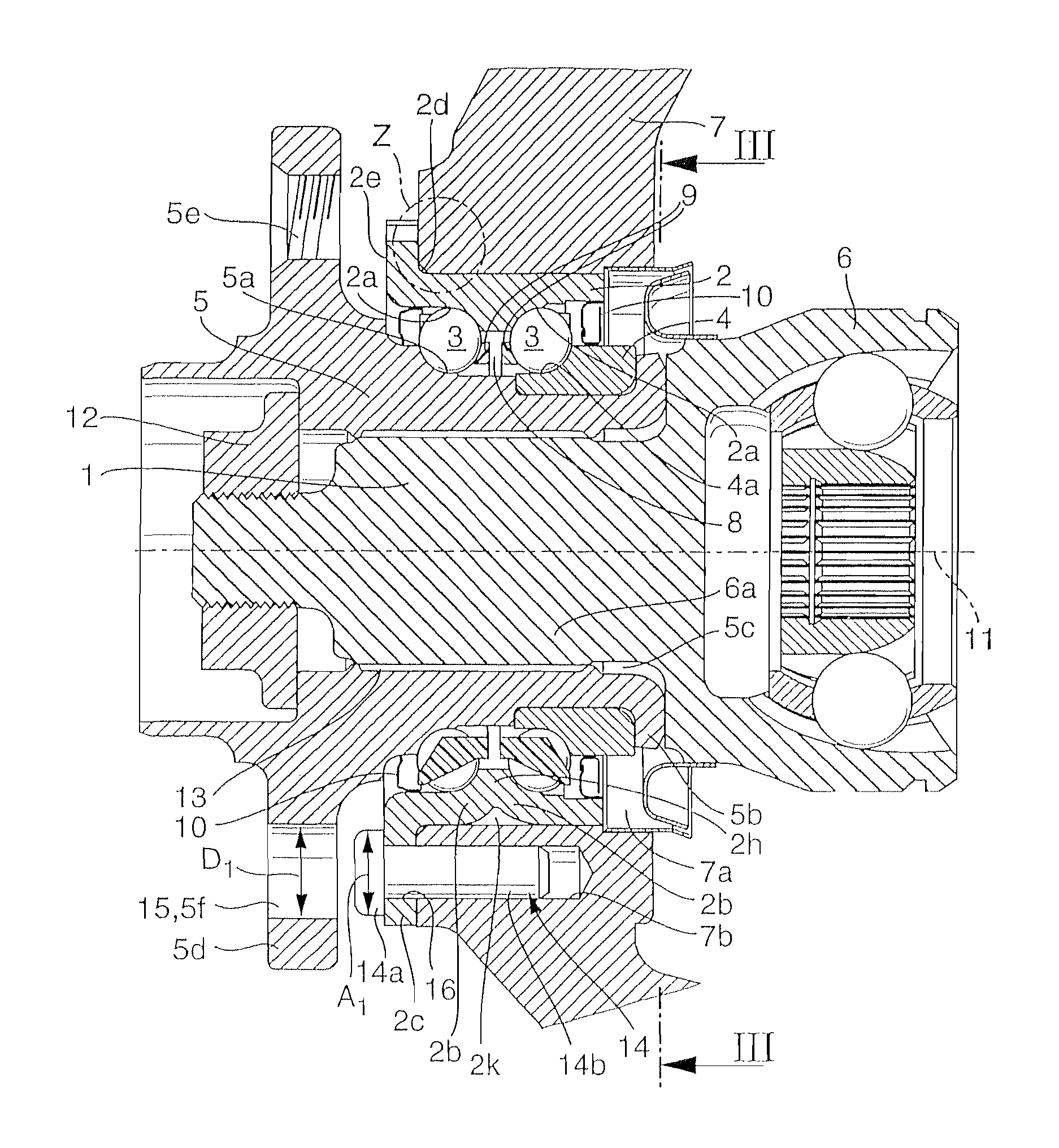 Outer ring of a wheel bearing, and axial securing element for said outer ring