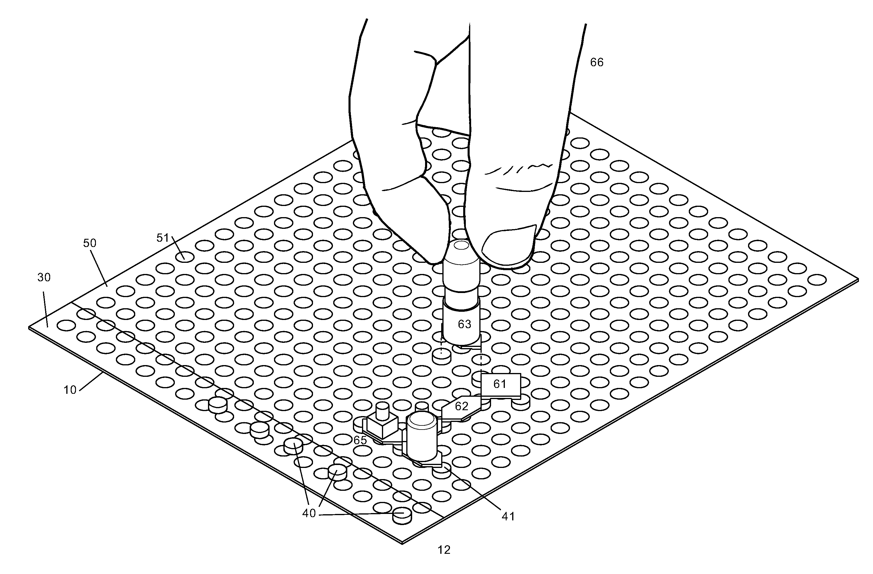 Kit of building blocks for constructing educational electronic circuits