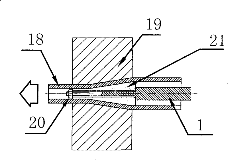 Production method and device of copper tube used by conductive nozzle