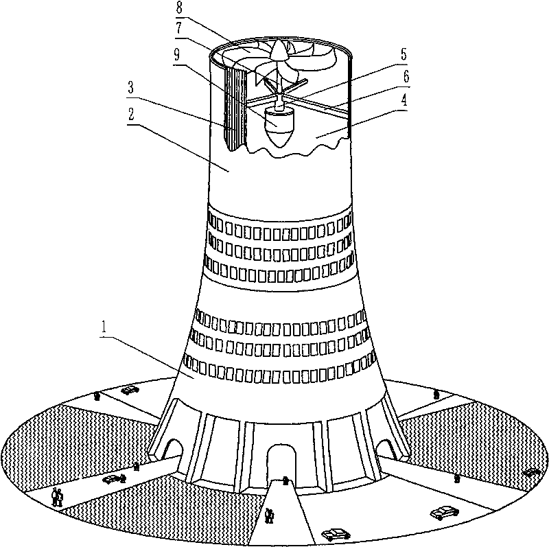 Energy-saving building for generating electricity by utilizing solar thermal wind