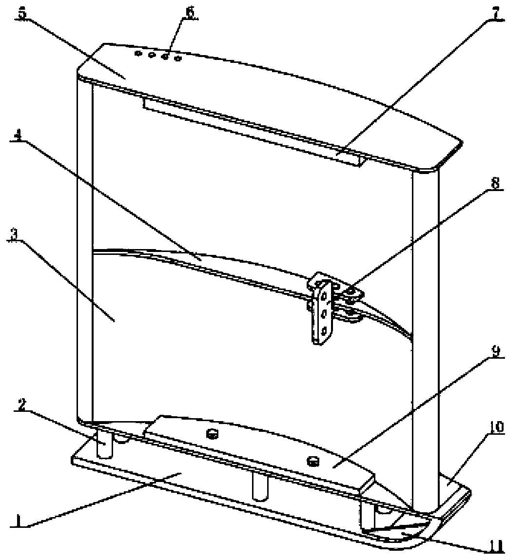 Small-span-chord-ratio rectangular double cambered-surface middle-layer net plate and floating- gravitational force adjusting method thereof