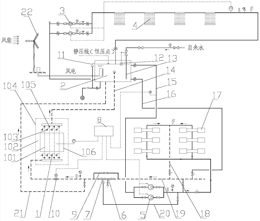 A hot water heating device with solar energy, low valley electric heating and energy storage and its application