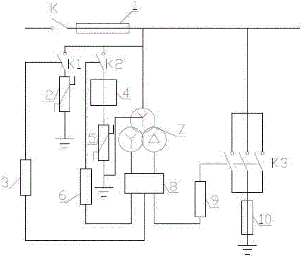 Novel convenient and practical arc and harmonic elimination and overvoltage protection three-purpose device