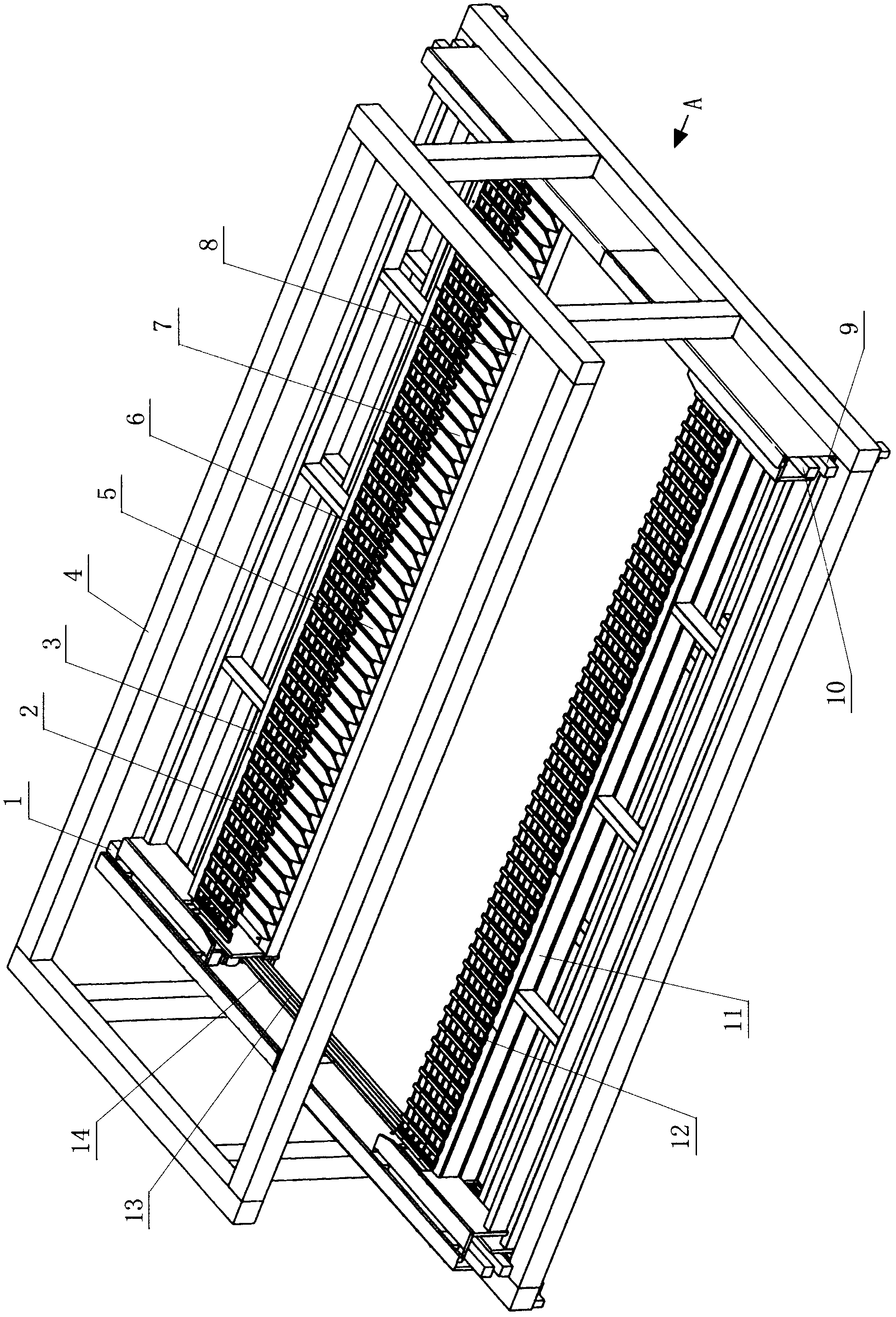 Three-layer device for tank exit, liquid brushing and storing and tank entry of manganese or zinc electrolytic cathode plate