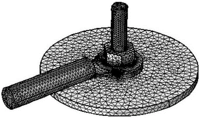 Method of calculating and analyzing temperature and stress strain finite elements of earth stud after being powered on