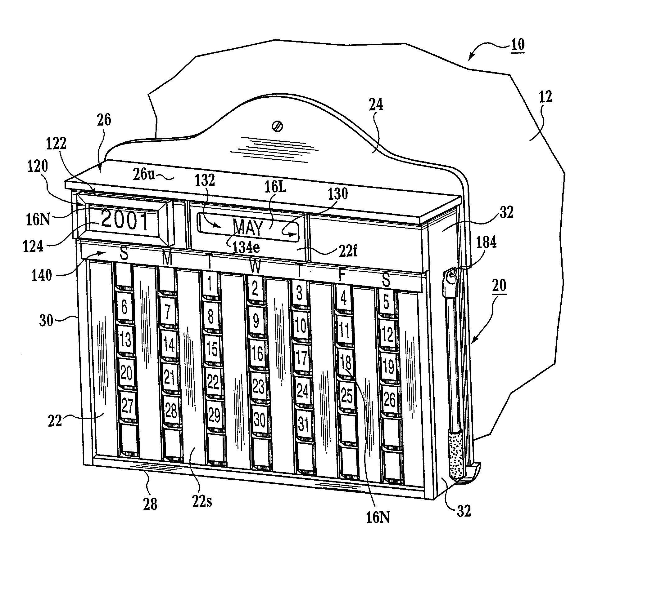 Perpetual calendar wall display device having rotatable calendar days