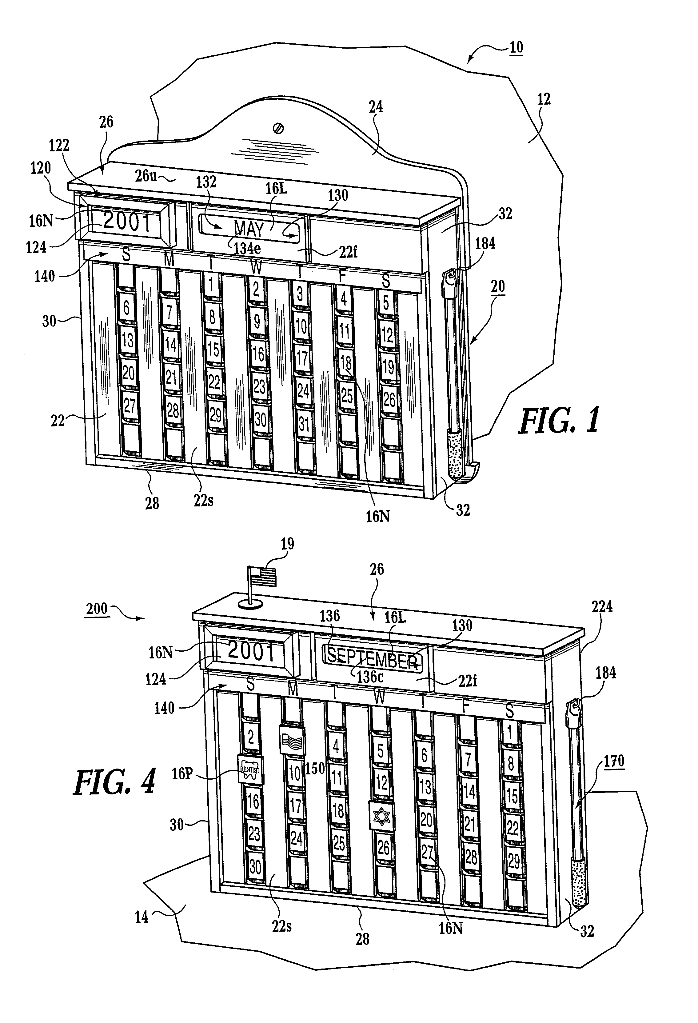 Perpetual calendar wall display device having rotatable calendar days