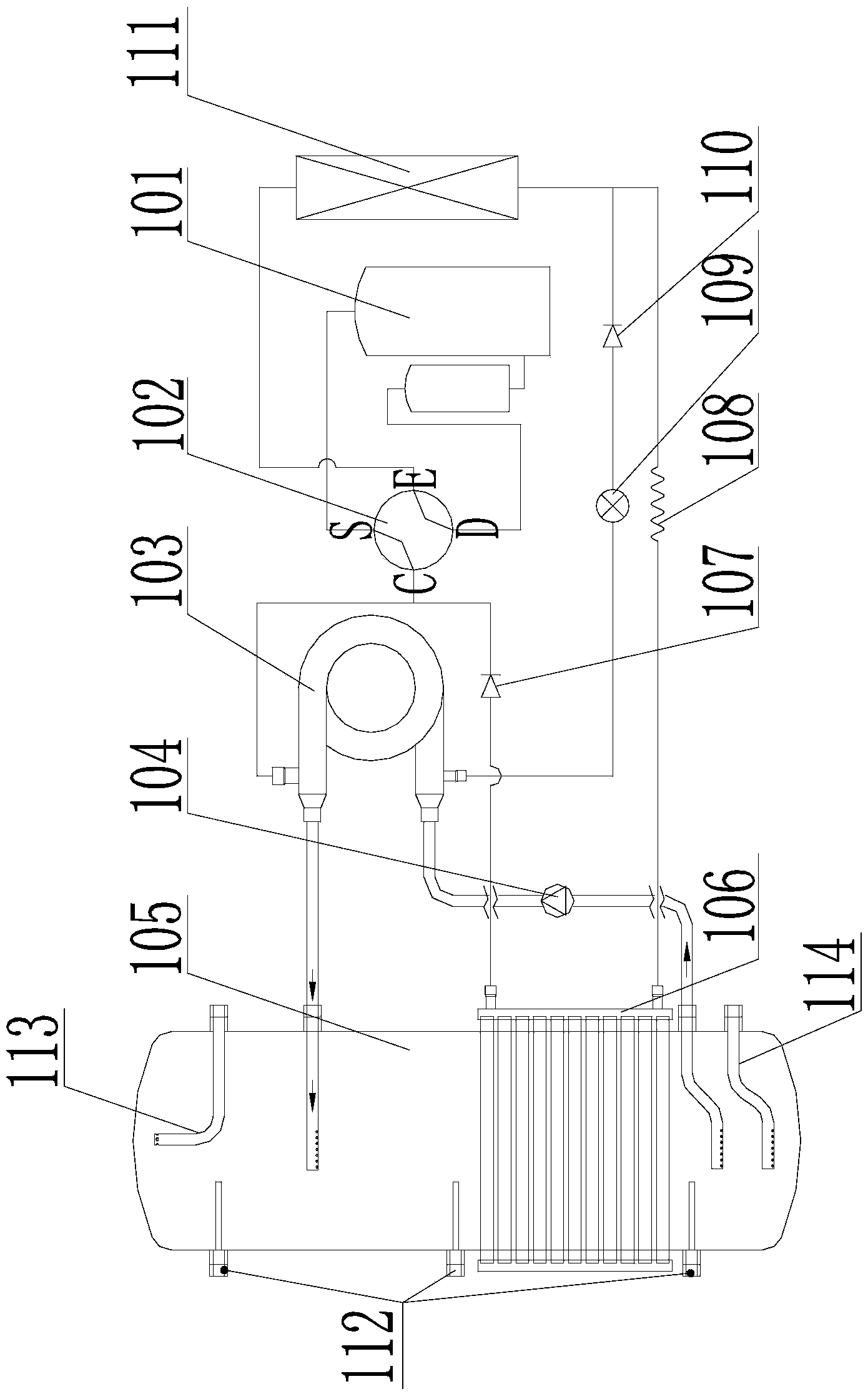 Hot-water system of heat pump