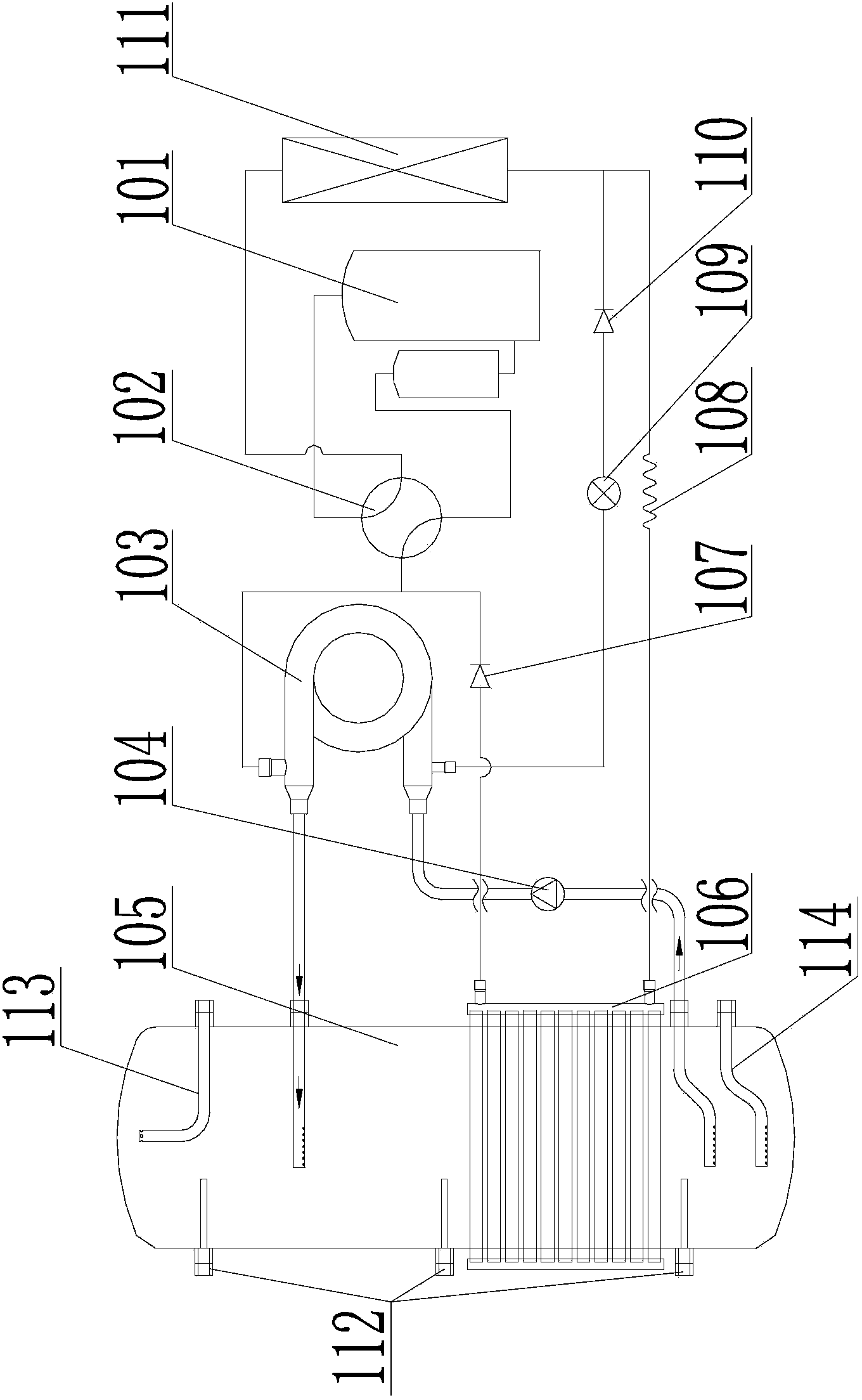 Hot-water system of heat pump